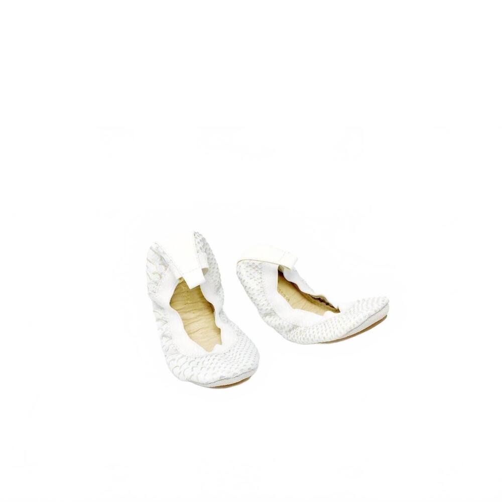 NEW YOSI SAMRA girls foldable ballet flat shoes in white dove